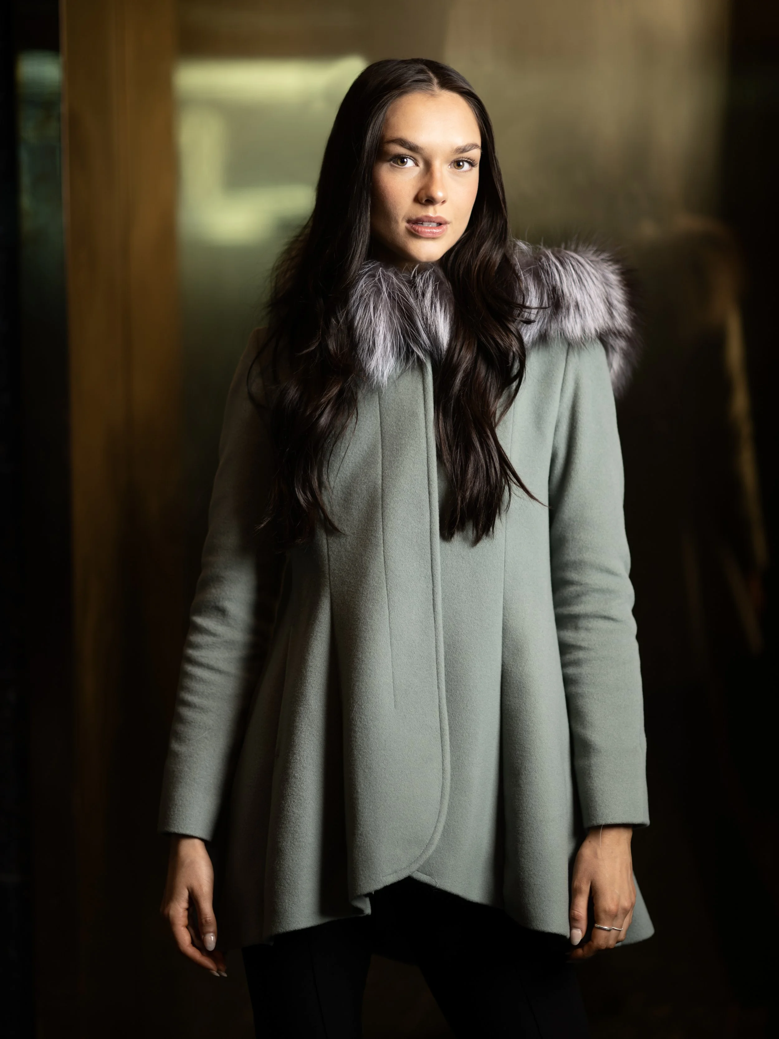 4762 CASHMERE FOX HOOD TRIM JACKET Always in Vogue